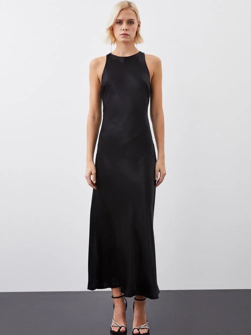 Karen Millen Satin Column Maxi dress, size 8